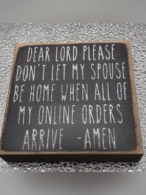 Rustic Black Funny Wooden shelf Sign New